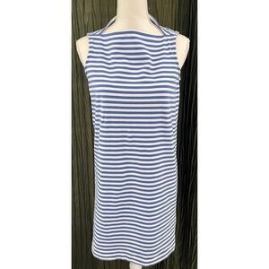 Kate‎ Spade Broome Street Blue White Striped Sleeveless Shift Dress XS Cotton